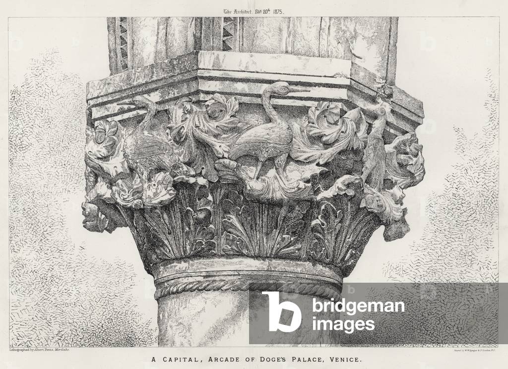A Capital, Arcade of Doge's Palace, Venice (engraving)