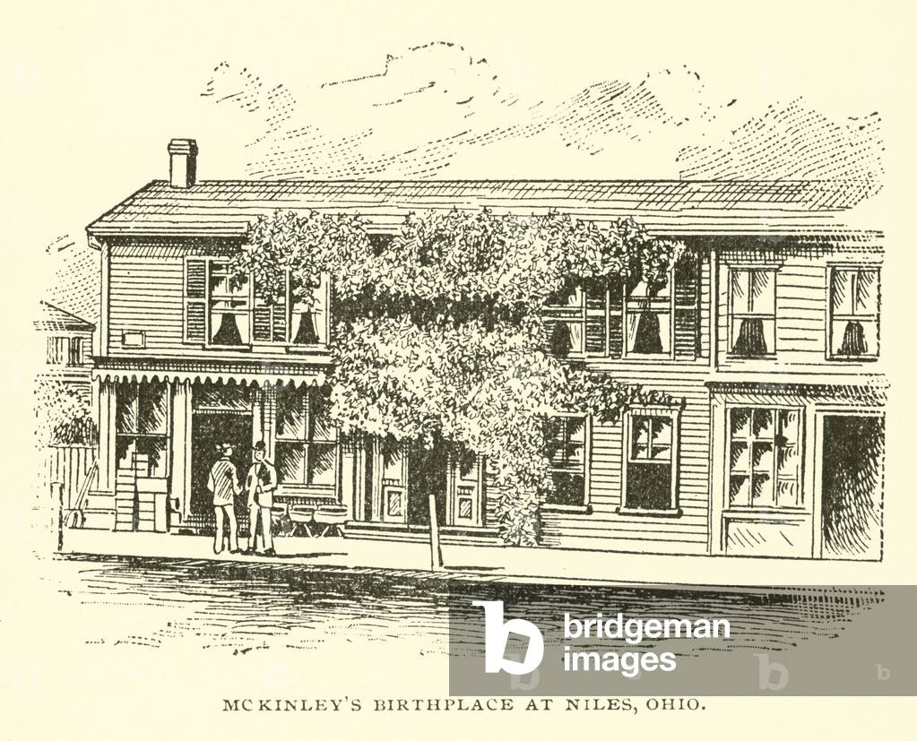 McKinley's Birthplace at Niles, Ohio (engraving)