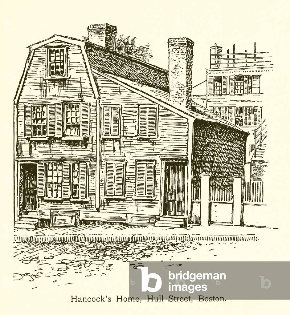 Hancock's Home, Hull Street, Boston (engraving)