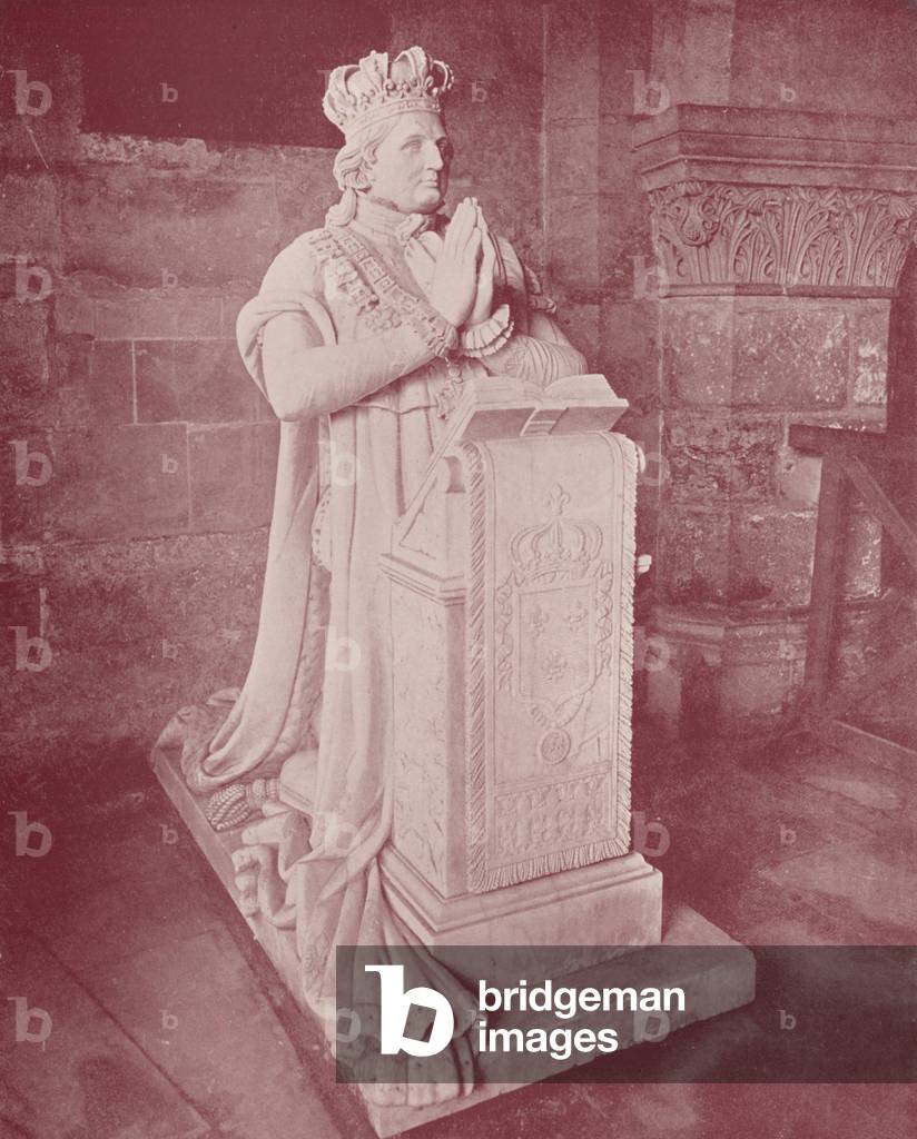 Paris: Tomb and Effigy of Louis XVI, Cathedral of St Denis (b/w photo)