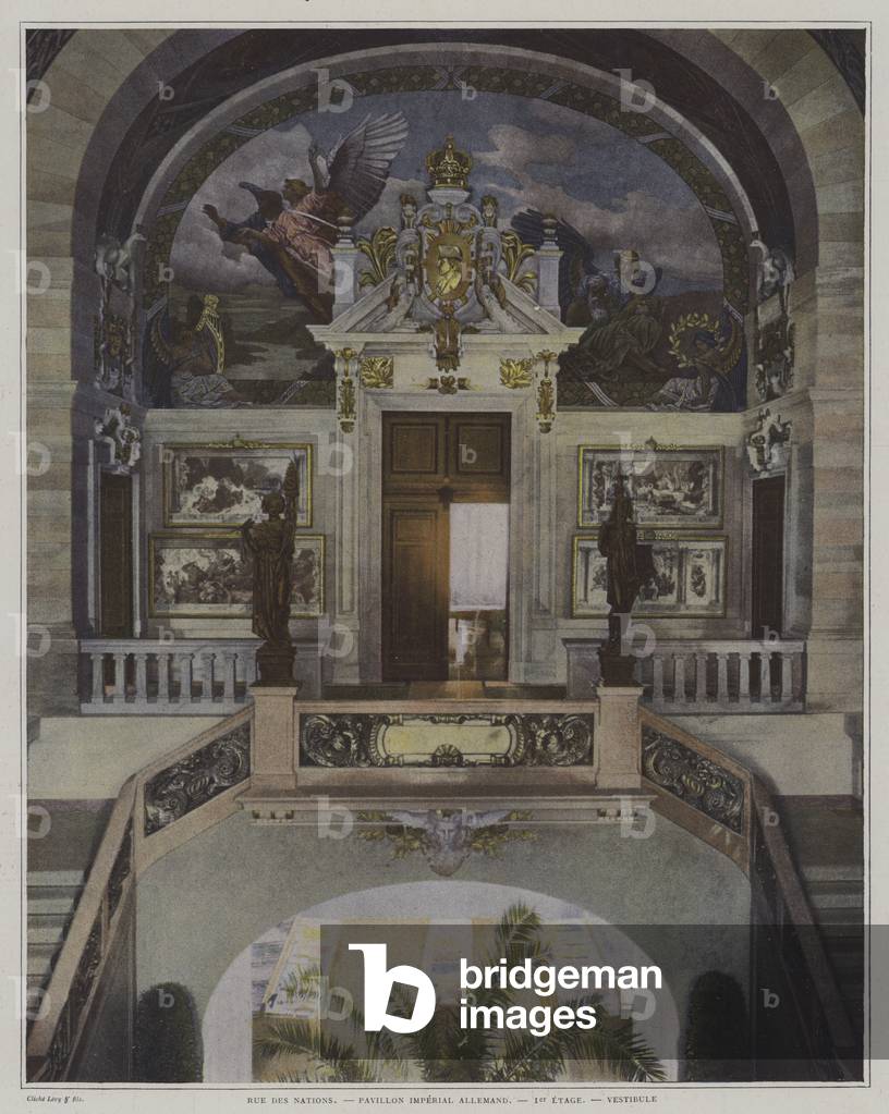 Interior of the German pavilion, Exposition Universelle 1900, Paris (colour photo)