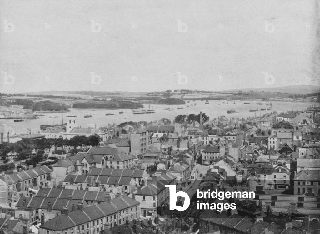 Devonport and the Hamoaze, from the Column (b/w photo)