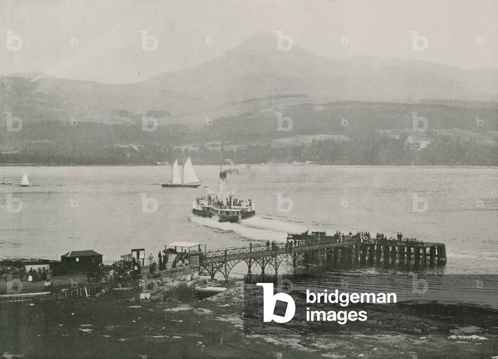 Arran, Brodick Pier and Goatfell (b/w photo)