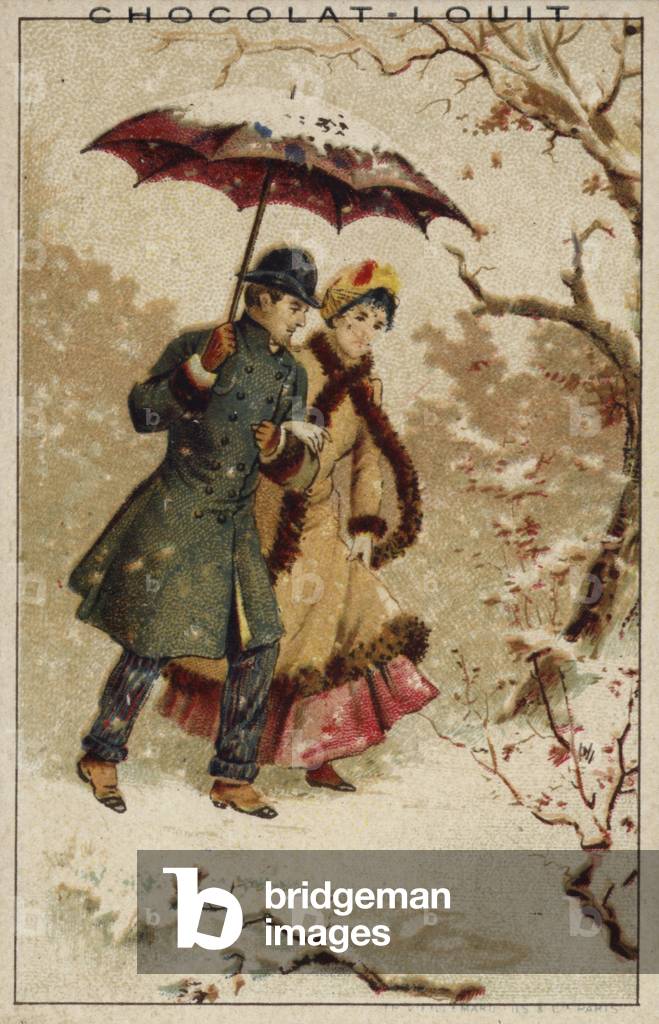A walk in the snow (chromolitho)