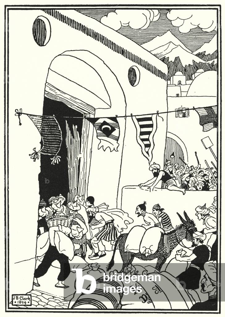 Illustration for the Adventures of Baron Munchausen (engraving)