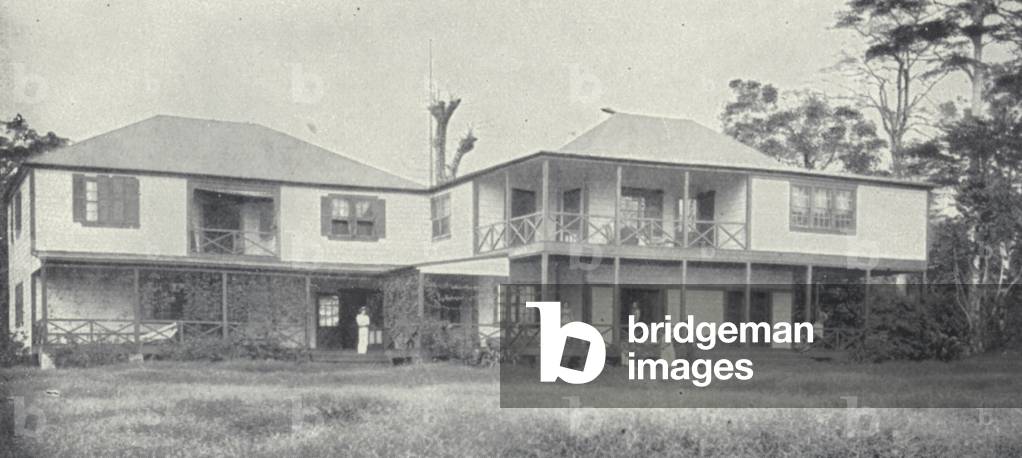 Robert Louis Stevenson's Old Home at Vailima, Samoa (b/w photo)