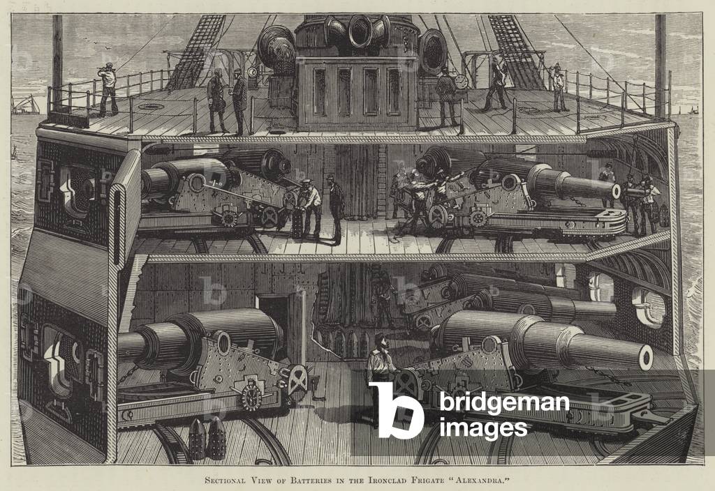 Sectional View of Batteries in the Ironclad Frigate 