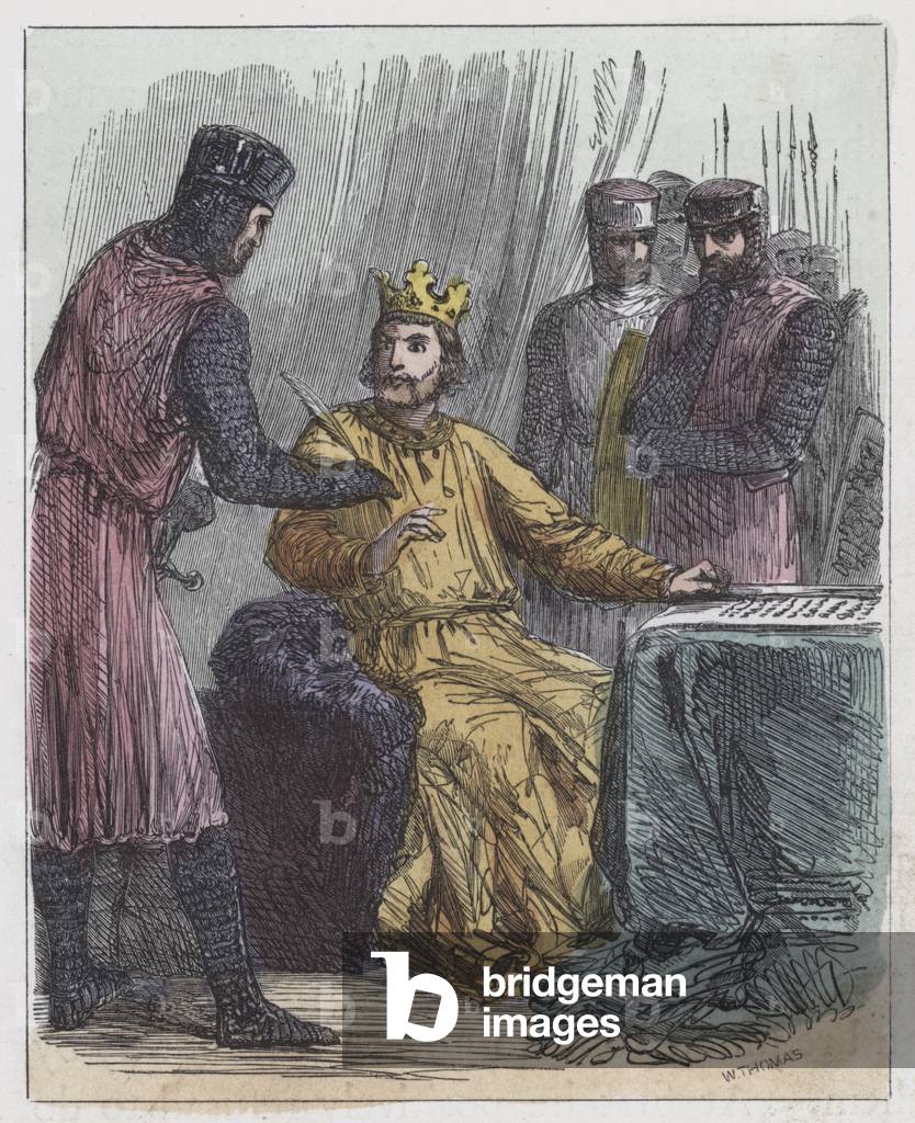 John Signing Magna Charta (coloured engraving)