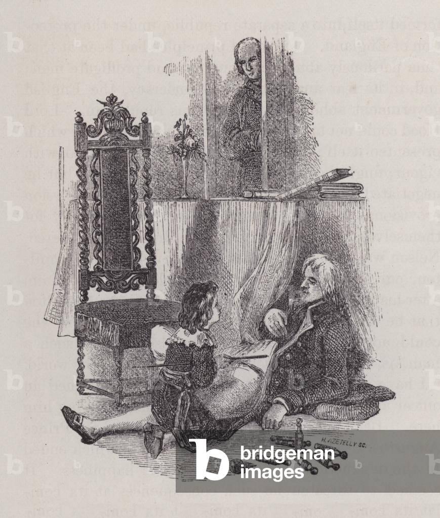 Nelson playing with the child of Mrs Nisbet (engraving)