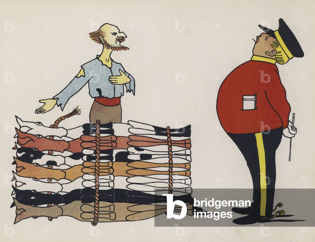 Wonderful England: Horses purchased in bunches abroad (colour litho)