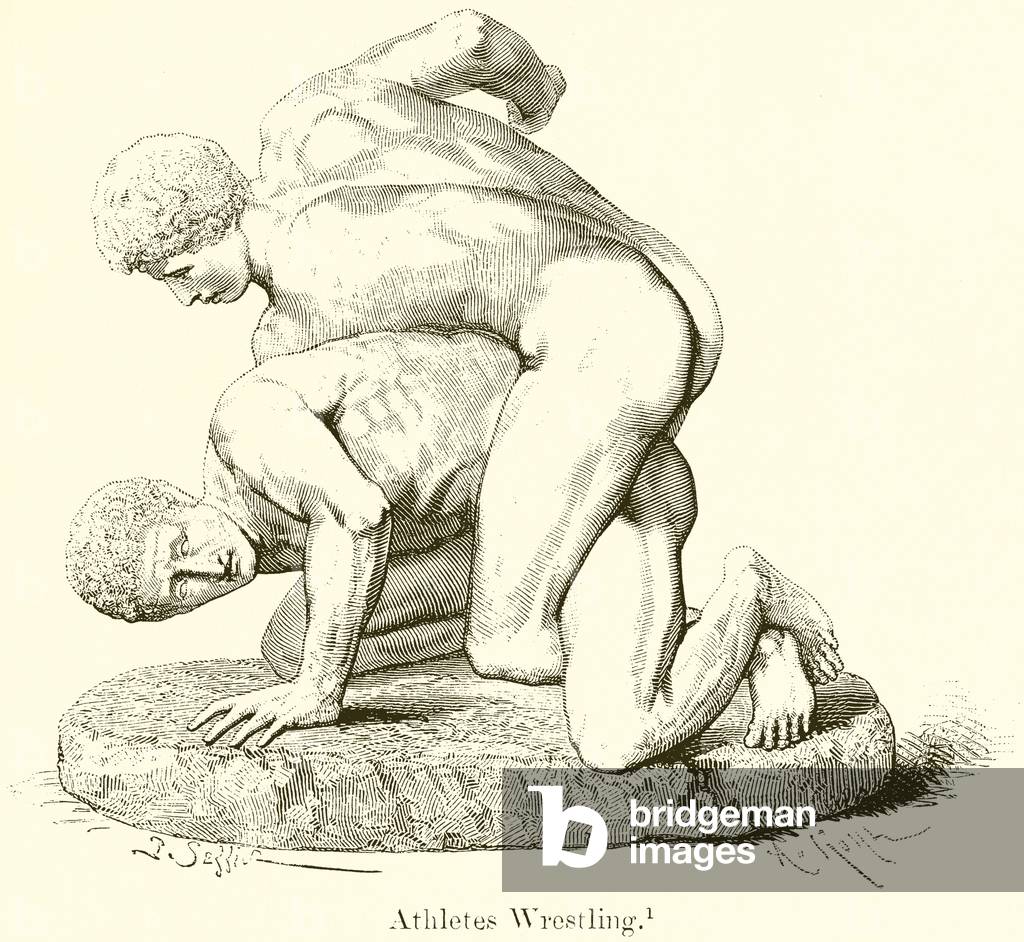 Athletes Wrestling (engraving)