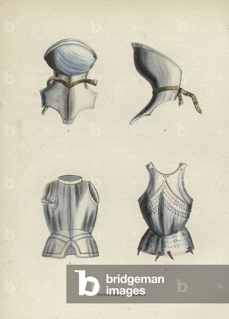 Hausse-Cols Et Cuirasses (coloured engraving)