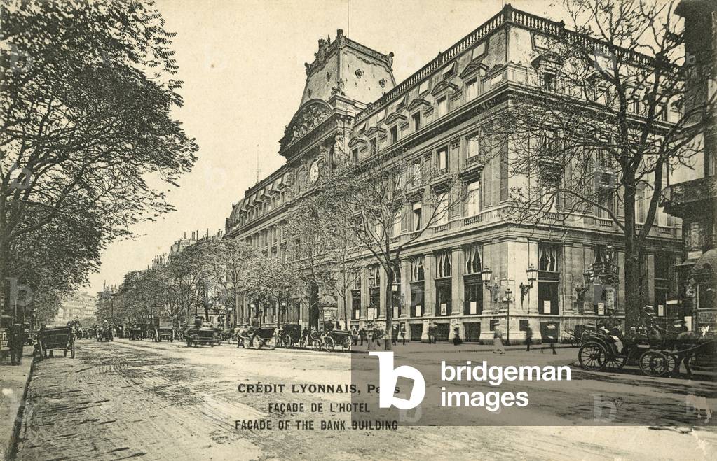 Facade of the Credit Lyonnais Bank, Paris (b/w photo)