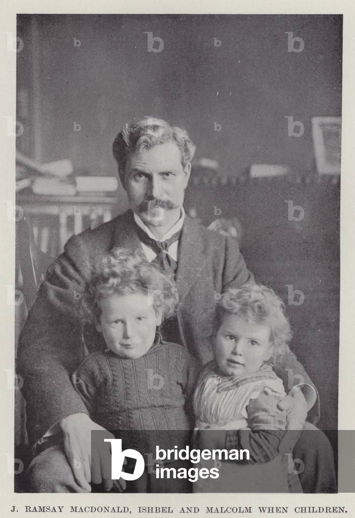 J Ramsay MacDonald, Ishbel and Malcolm when Children (b/w photo)