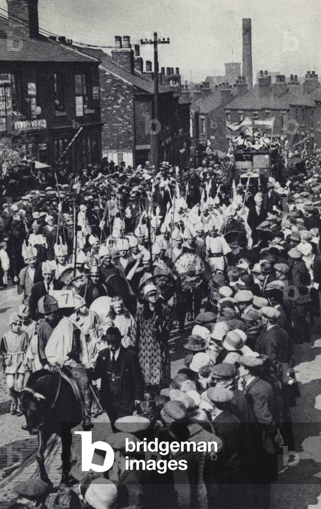 Strike Days in a Mining Village (b/w photo)