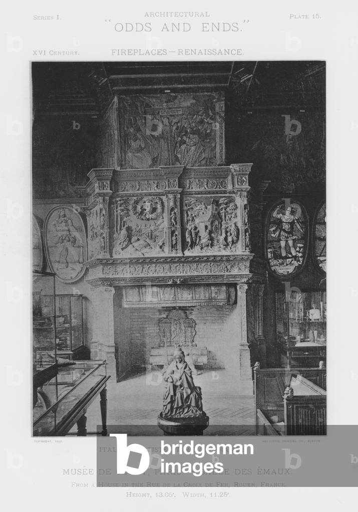 Fireplace: Musee De Cluny, Paris, Salle Des Emaux (b/w photo)