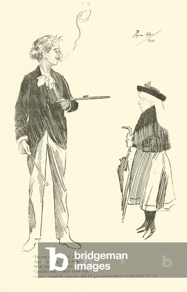 Cartoon by Phil May, from the 1890s (litho)