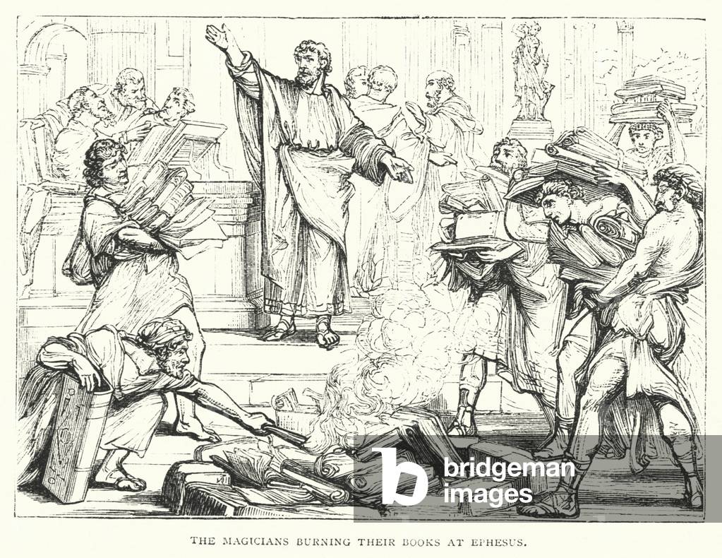 The Magicians burning their Books at Ephesus (engraving)
