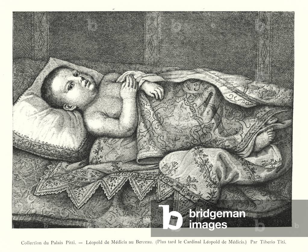 Collection du Palais Pitti, Leopold de Medicis au Berceau, Plus tard le Cardinal Leopold de Medicis, Par Tiberio Titi (engraving)