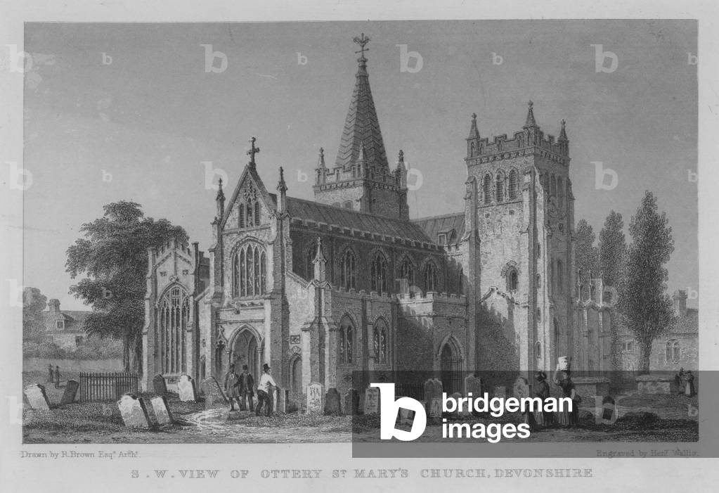 South West View of Ottery St Mary's Church, Devonshire (engraving)