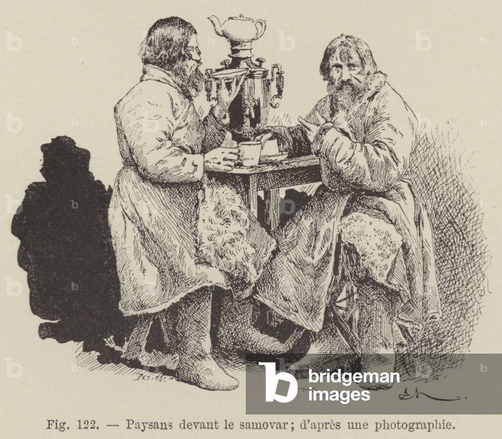 Paysans devant le samovar (engraving)