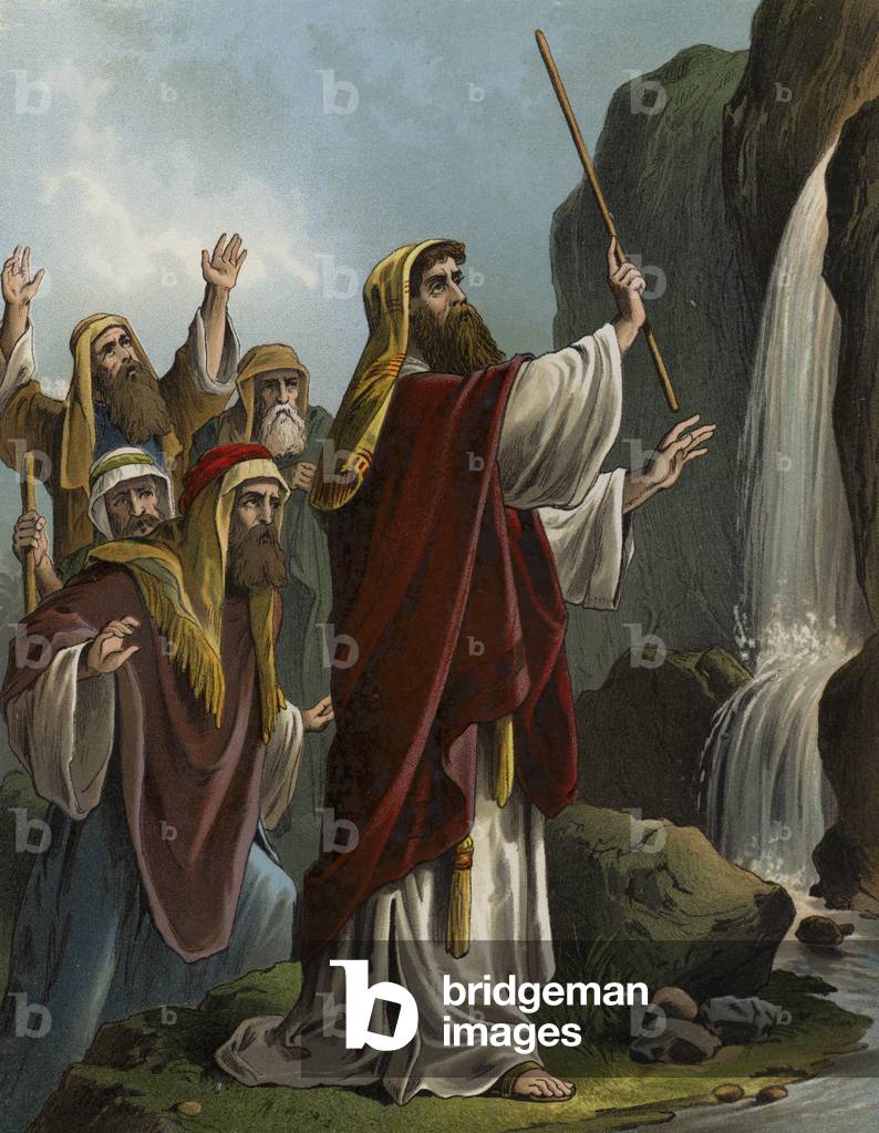 Moses striking the rock, 1885  (chromolitho)