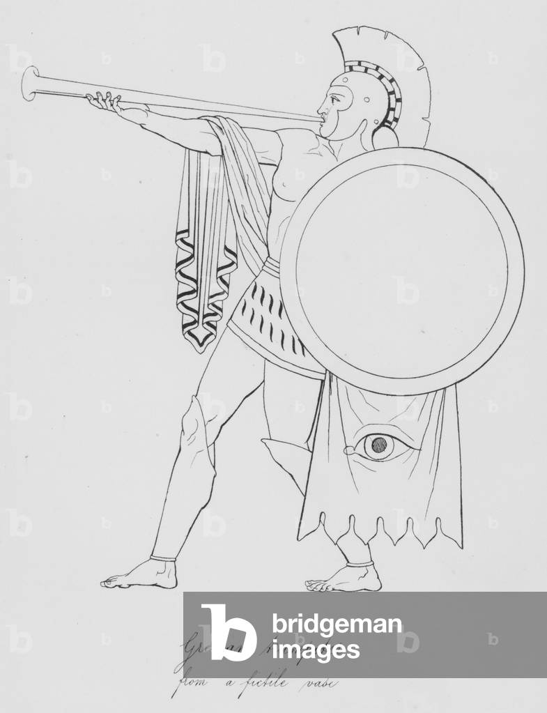 Grecian trumpeter, from a fictile vase (engraving)
