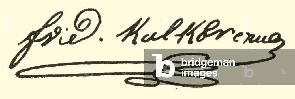 Friedrich (Wilhelm Michael) Kalkbrenner, 1788-1849, signature (engraving)