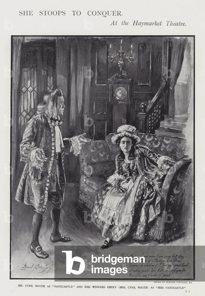 A performance of Oliver Goldsmith's comedy She Stoops to Conquer at the Haymarket Theatre, London (litho)