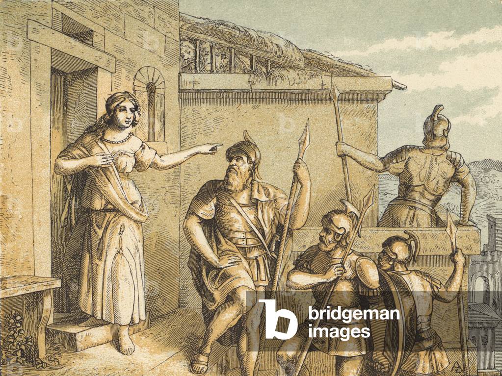 The Two Spies (coloured engraving)