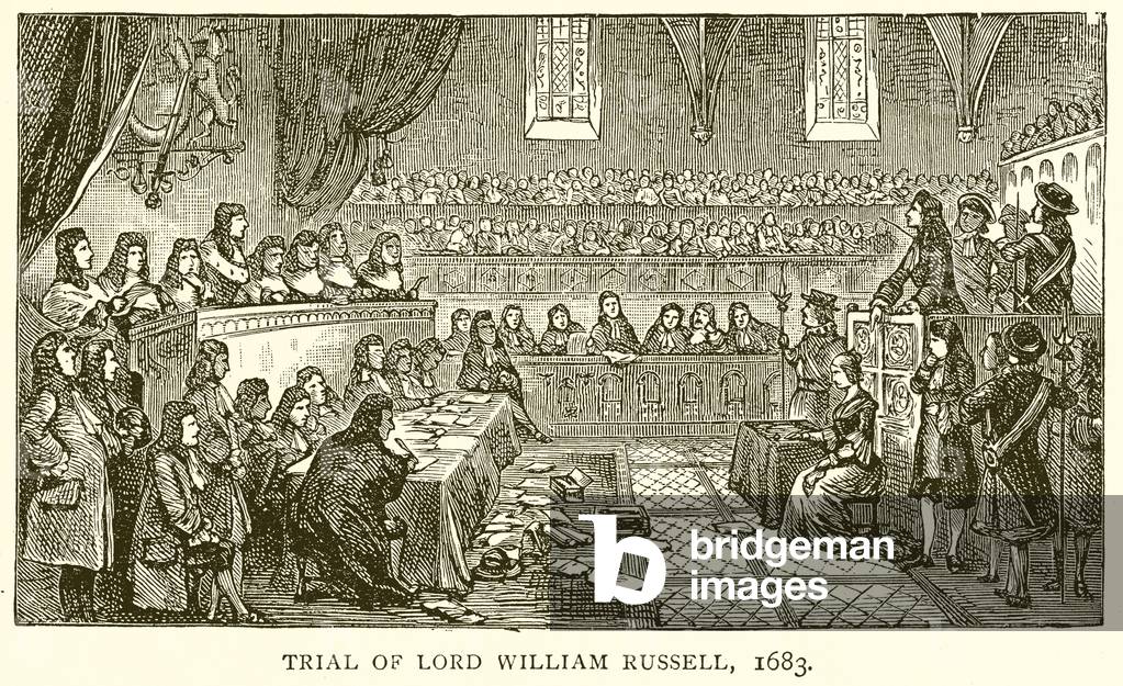Trial of Lord William Russell, 1683 (engraving)