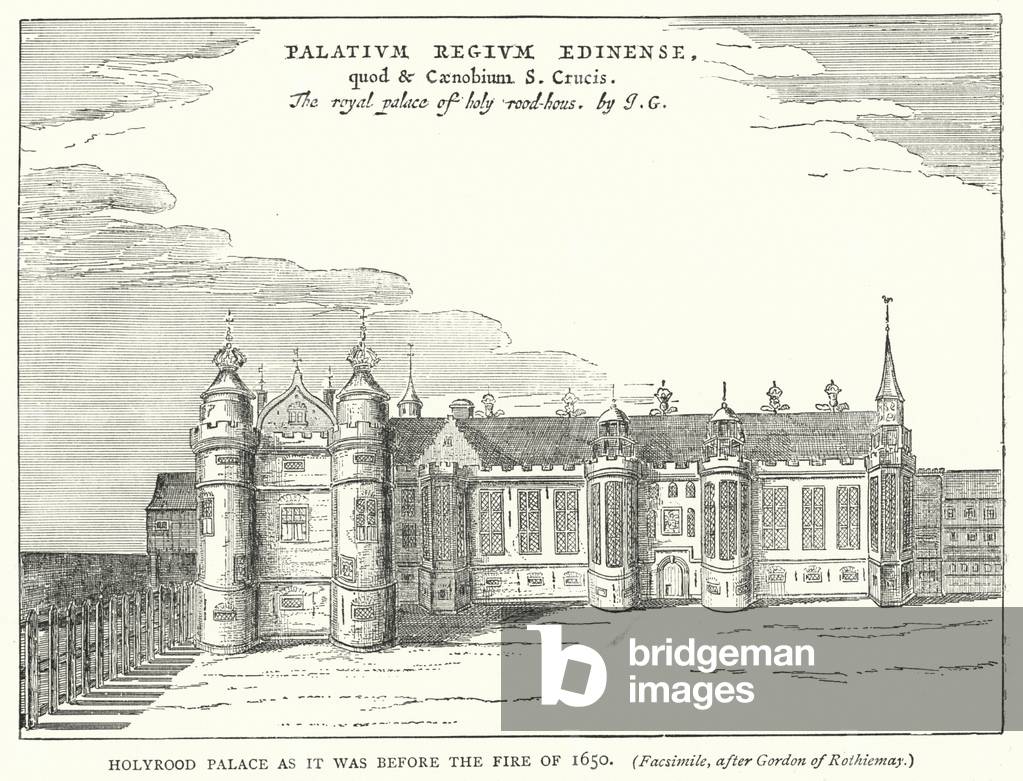 Holyrood Palace as it was before the Fire of 1650 (engraving)