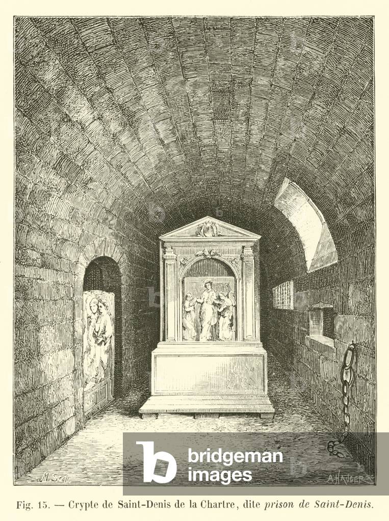 Crypte de Saint-Denis de la Chartre, dite prison de Saint-Denis (engraving)