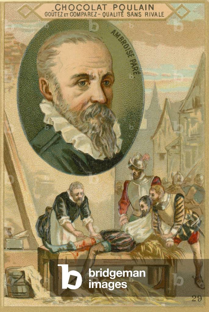 Chocolat Poulain trade card, Ambroise Pare (chromolitho)