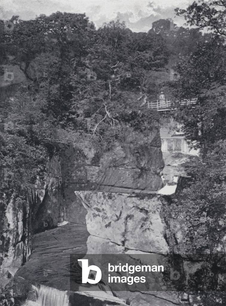 Scotland: Bracklinn Bridge and Falls (b/w photo)
