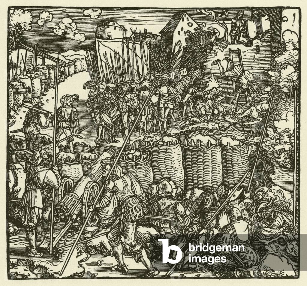 The storming of a castle, 1532 (woodcut)