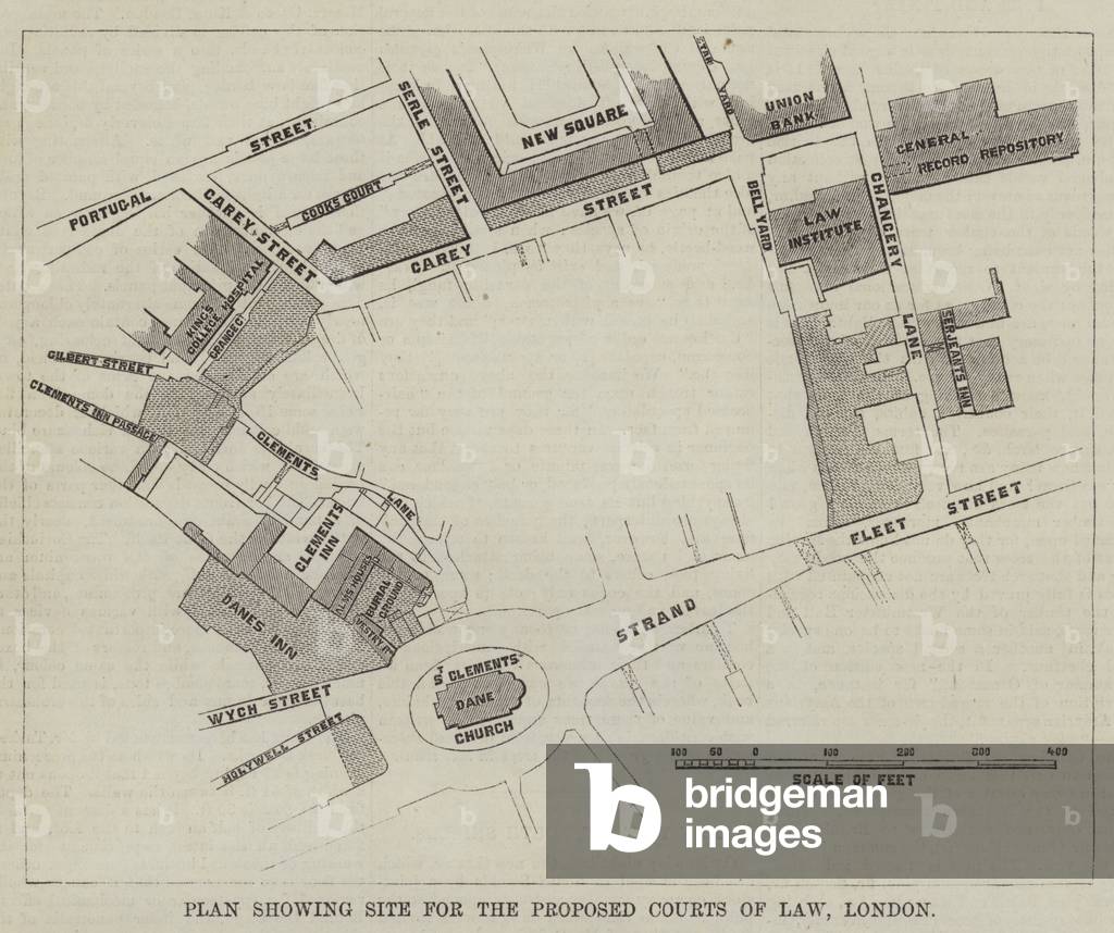 Plan showing Site for the Proposed Courts of Law, London (engraving)