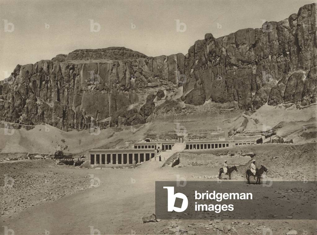 Thebes, General View of Der-El-Bahari, Temple of Queen Hatshepsut (b/w photo)