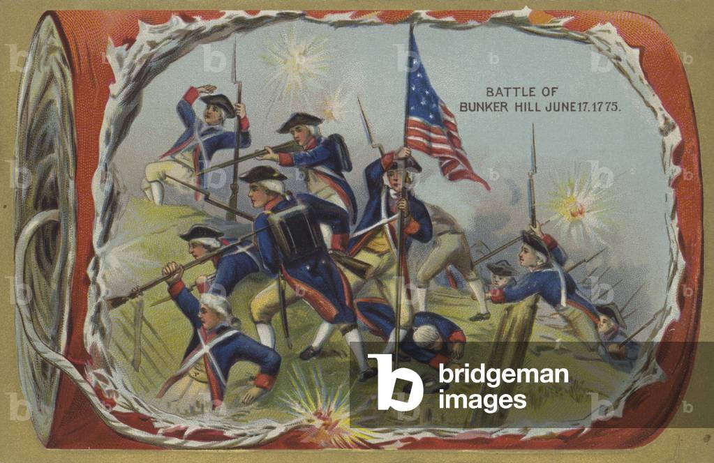 The Battle of Bunker Hill, 17 June 1775 (colour litho)