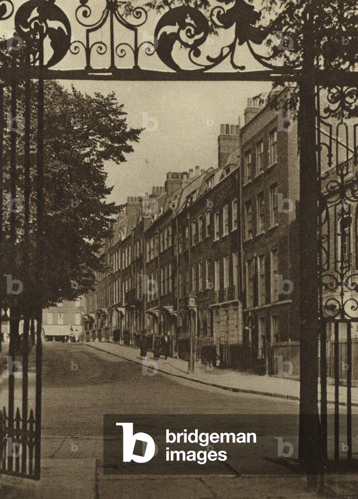 Georgian houses in old Hampstead village (b/w photo)