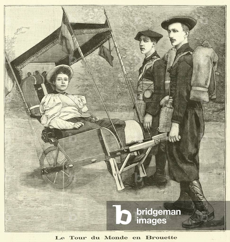 Around the World by wheelbarrow (engraving)