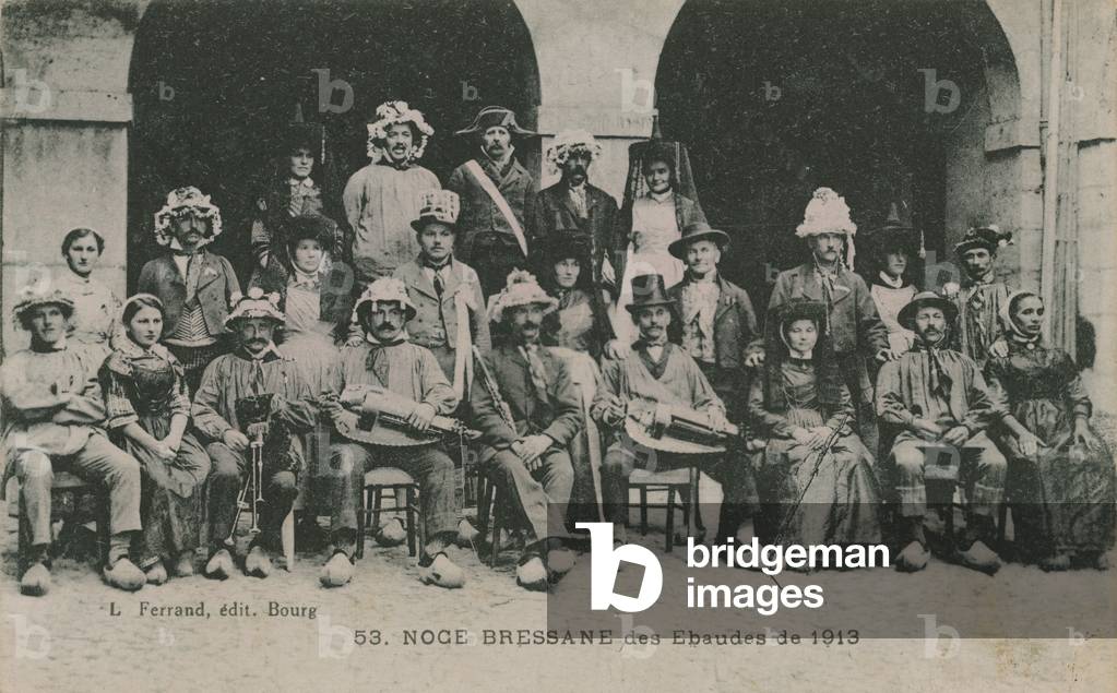 Wedding of Bressan Ebaudes in 1913. Postcard sent in 1913.
