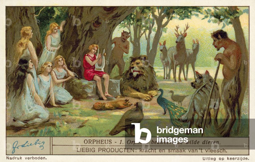 Orpheus charms the wild animals (chromolitho)