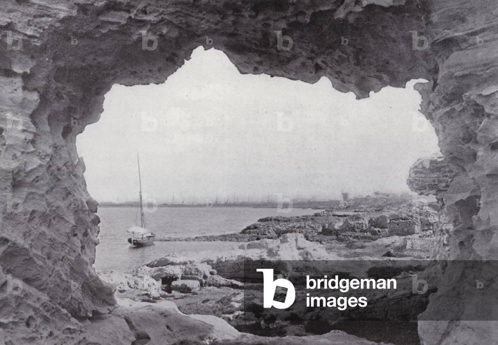 Egypt: Grotto of the Catacombs, at Mex, Alexandria (b/w photo)