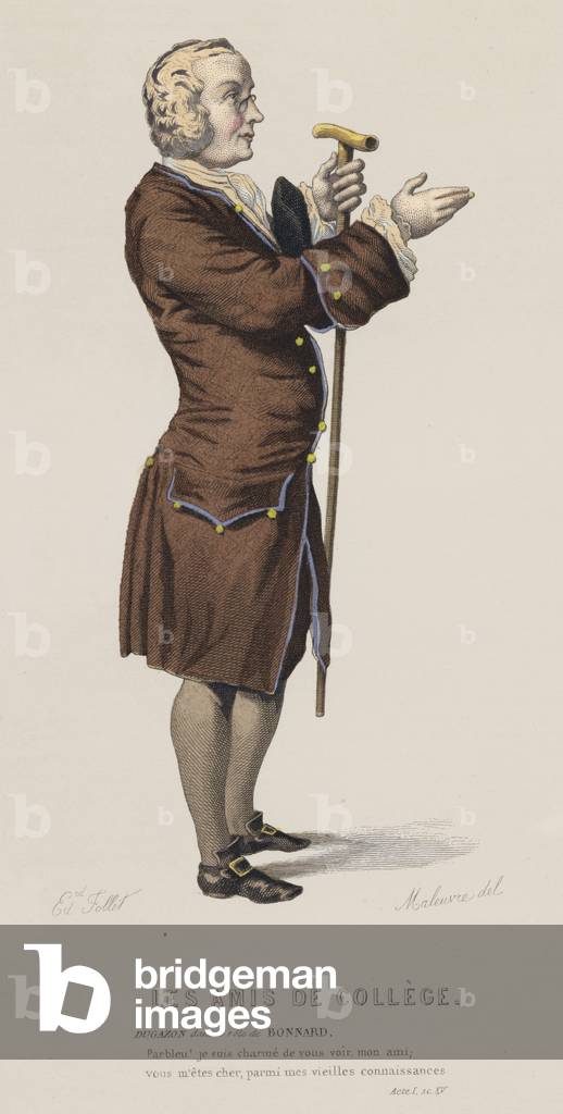 Les Amis De College, Act I, Sc XV (coloured engraving)