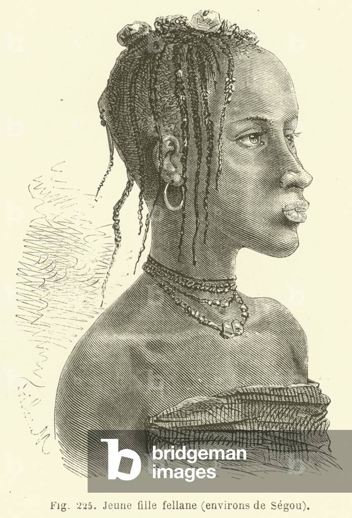 Jeune fille fellane, environs de Segou (engraving)