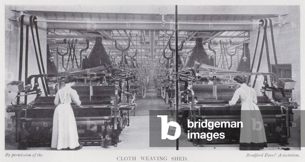 Cloth weaving shed (b/w photo)