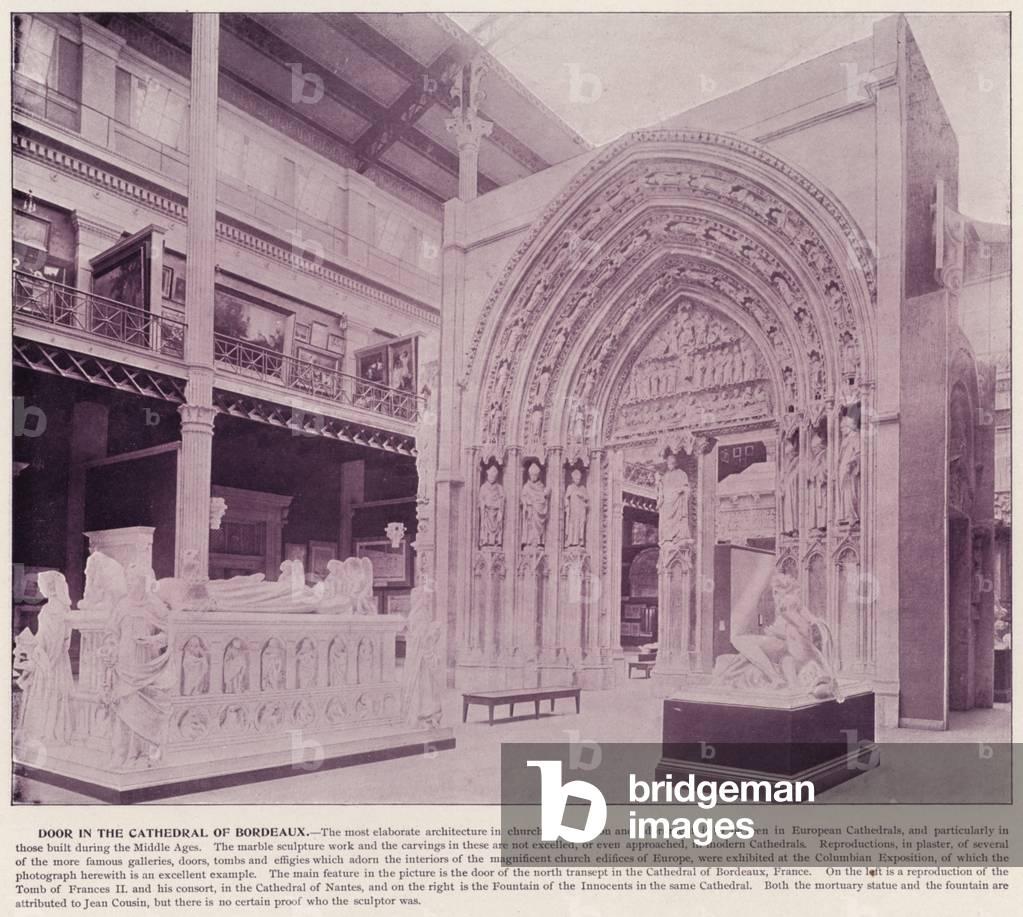 Chicago World's Fair, 1893: Door in the Cathedral of Bordeaux (b/w photo)