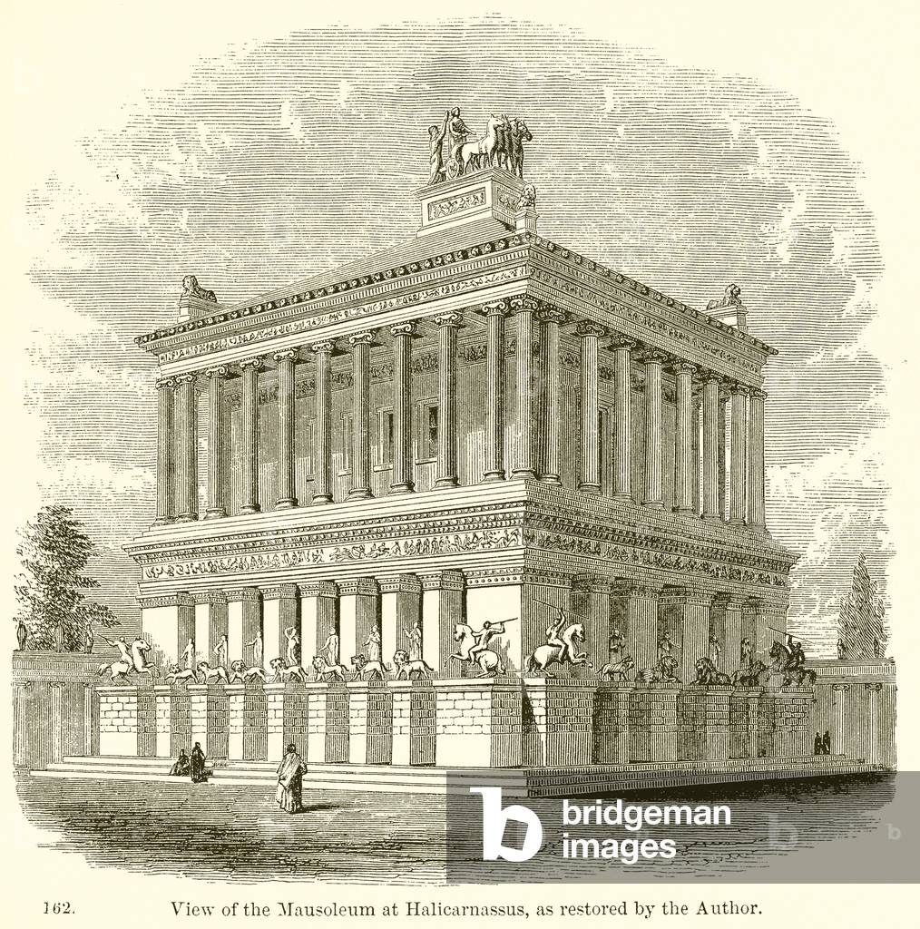 View of the Mausoleum at Halicarnassus, as restored by the Author (engraving)
