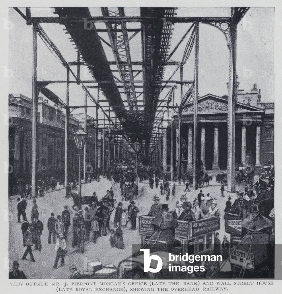If London were like New York: Bank of England and Royal Exchange (b/w photo)